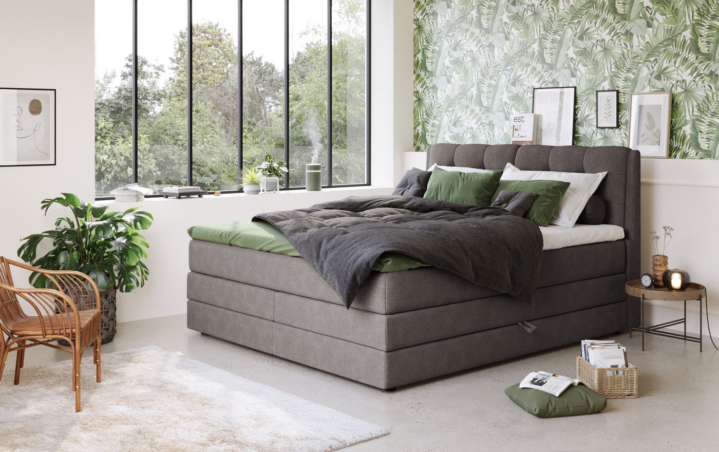 COTTA Boxspringbett FORT II, Stauraum- und Familien-Bett mit Bettkasten & TFK-Matratze, inkl. Topper, softer Strukturstoff, 160-240 cm x 200 cm – Bild 2 von 5