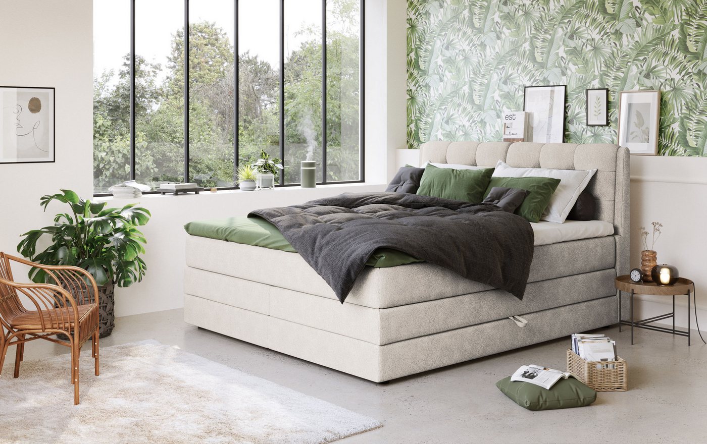 COTTA Boxspringbett FORT II, Stauraum- und Familien-Bett mit Bettkasten & TFK-Matratze, inkl. Topper, softer Strukturstoff, 160-240 cm x 200 cm – Bild 2 von 5