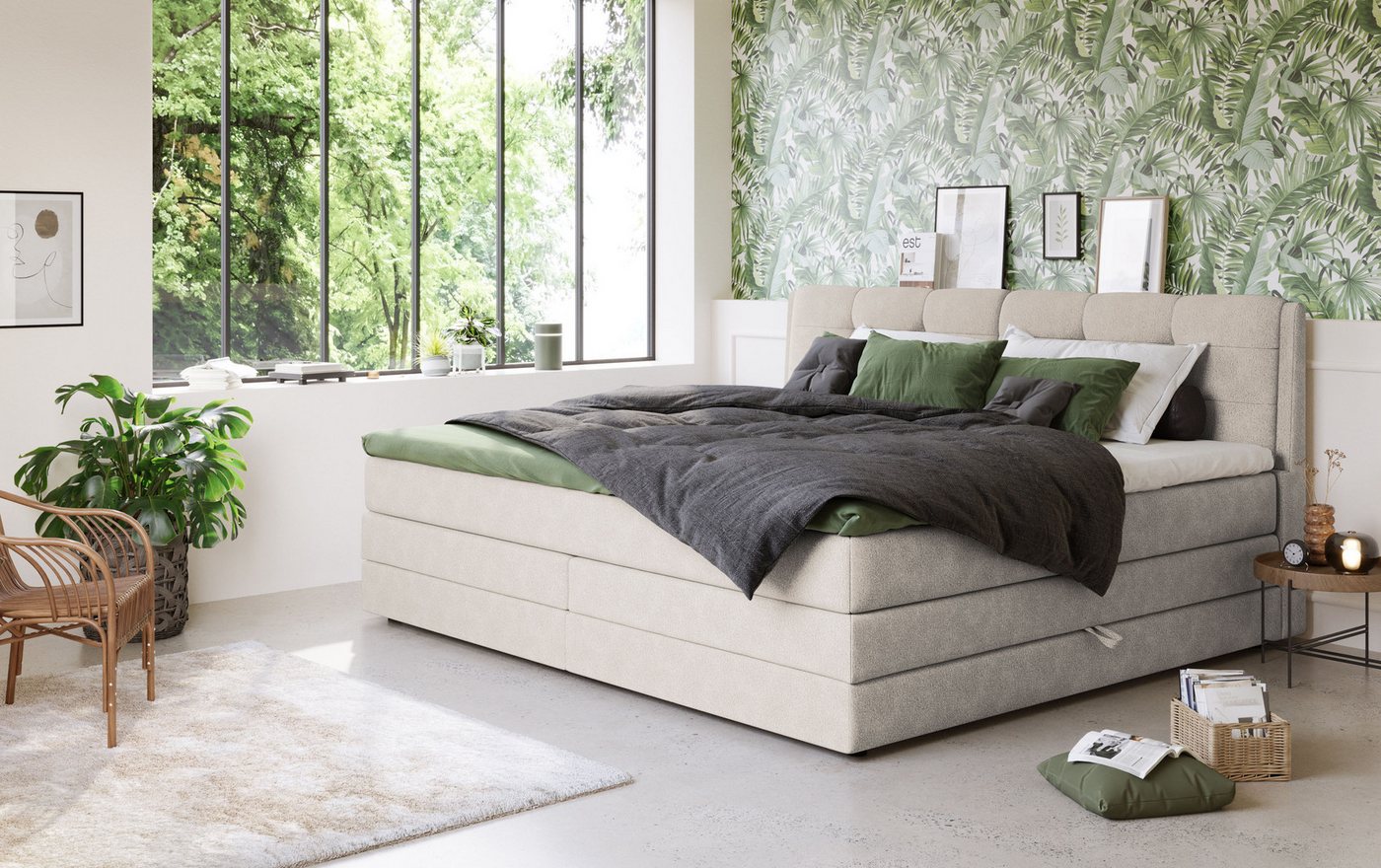 COTTA Boxspringbett FORT II, Stauraum- und Familien-Bett mit Bettkasten & TFK-Matratze, inkl. Topper, softer Strukturstoff, 160-240 cm x 200 cm – Bild 2 von 5