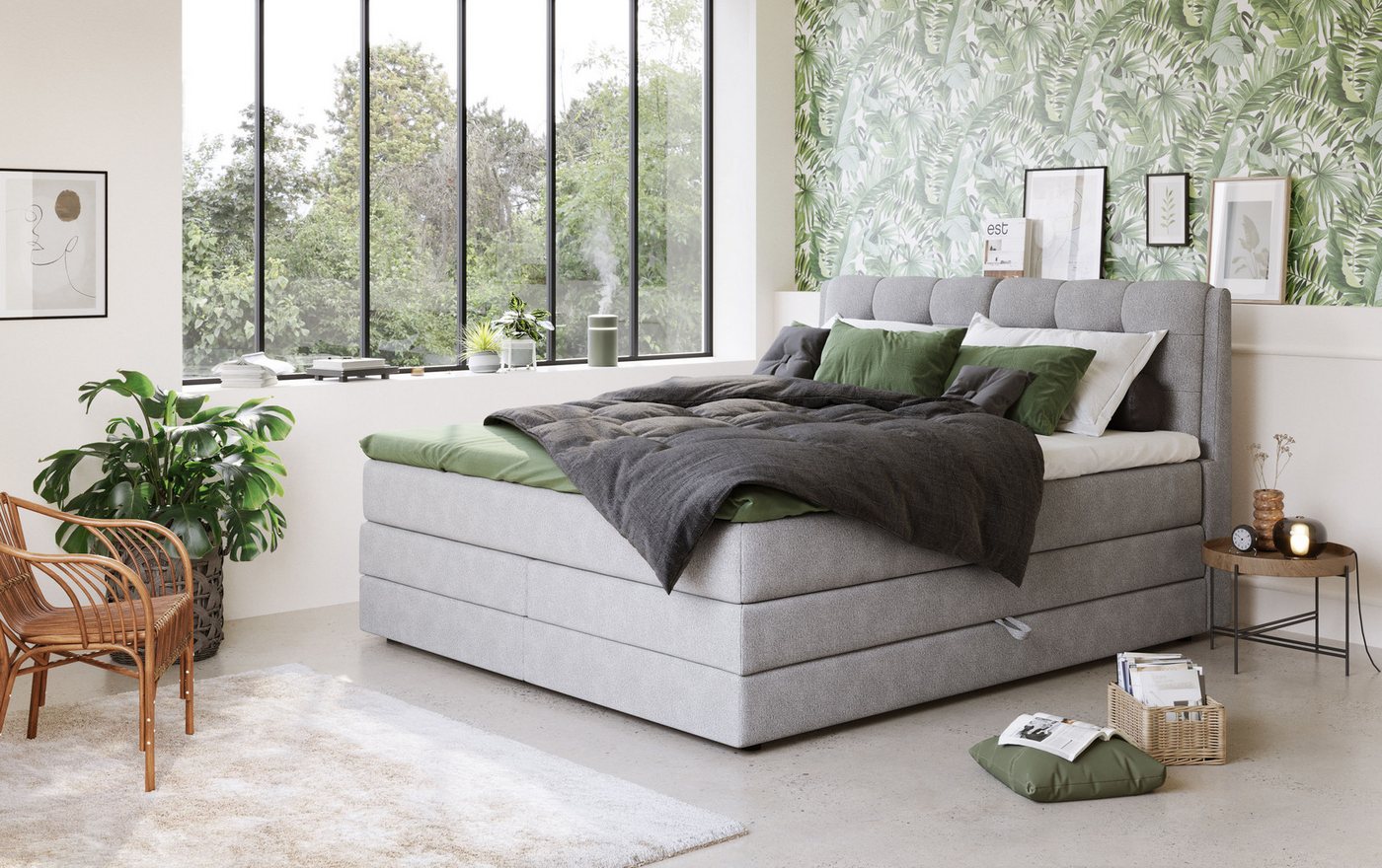 COTTA Boxspringbett FORT II, Stauraum- und Familien-Bett mit Bettkasten & TFK-Matratze, inkl. Topper, softer Strukturstoff, 160-240 cm x 200 cm – Bild 2 von 5