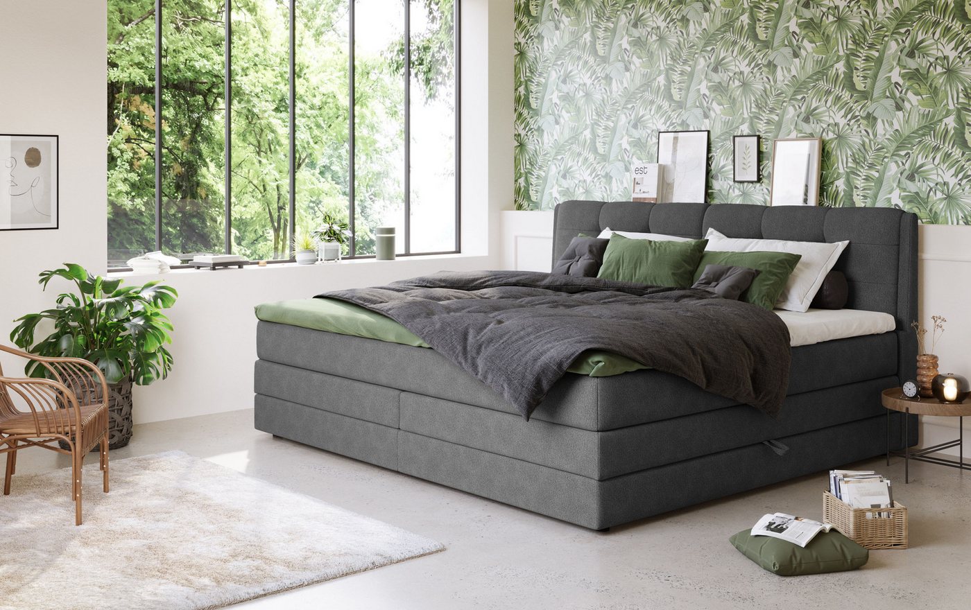 COTTA Boxspringbett FORT II, Stauraum- und Familien-Bett mit Bettkasten & TFK-Matratze, inkl. Topper, softer Strukturstoff, 160-240 cm x 200 cm – Bild 2 von 5