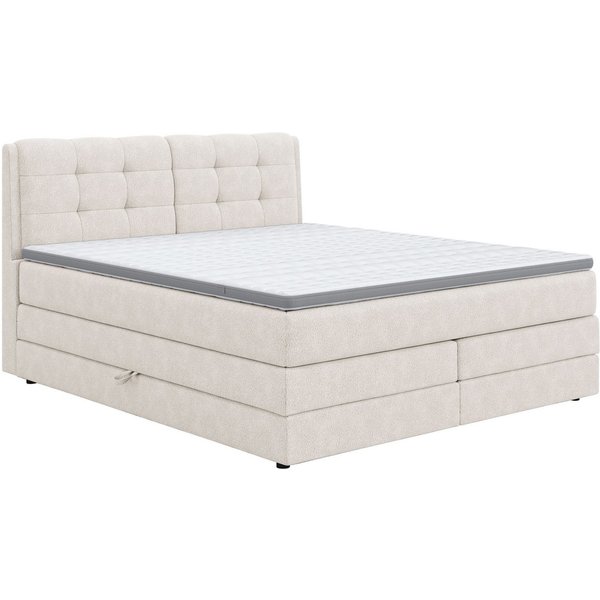 COTTA Boxspringbett FORT II, Stauraum- und Familien-Bett mit Bettkasten & TFK-Matratze, inkl. Topper, softer Strukturstoff, 160-240 cm x 200 cm