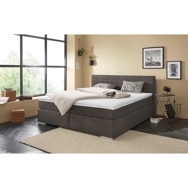 COTTA Boxspringbett SIMBA, inkl. Taschenfederkernmatratze H3 oder H4 und Komforttopper, Strukturstoff-Bezug, Liegefläche wahlweise 120x200 bis 200x200 cm