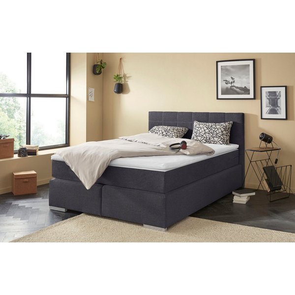 COTTA Boxspringbett SIMBA, inkl. Taschenfederkernmatratze H3 oder H4 und Komforttopper, Strukturstoff-Bezug, Liegefläche wahlweise 120x200 bis 200x200 cm