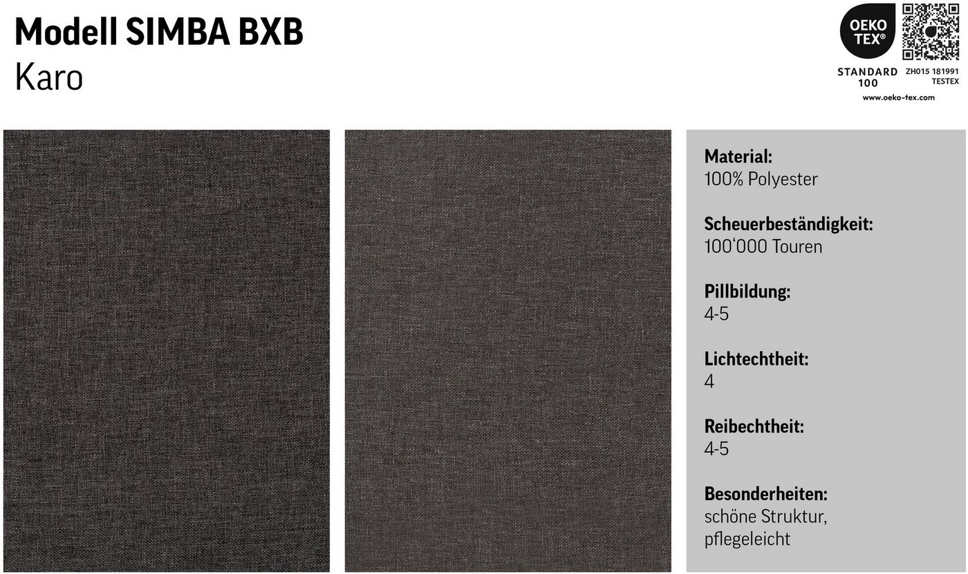 COTTA Boxspringbett SIMBA, Grundgestell ohne Matratze, Stoffbezug im Karomuster, Liegefläche 120/140/160/180/200 cm x 200 cm – Bild 2 von 5