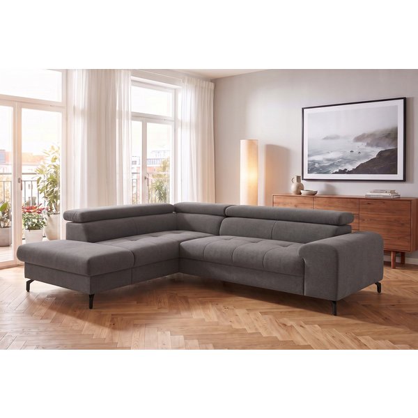 COTTA Ecksofa Aura L-Form, B: 260 cm, inkl. Schlaffunktion, auch in Cord, mit Schlaffunktion, Bettkasten & Kopfteilverstellung