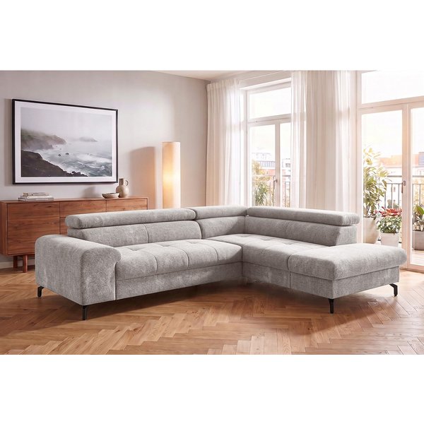 COTTA Ecksofa Aura L-Form, B: 260 cm, inkl. Schlaffunktion, auch in Cord, Kopfteile, extra Bettkasten, Fußhöhe 12cm, Liegefläche 176x123cm