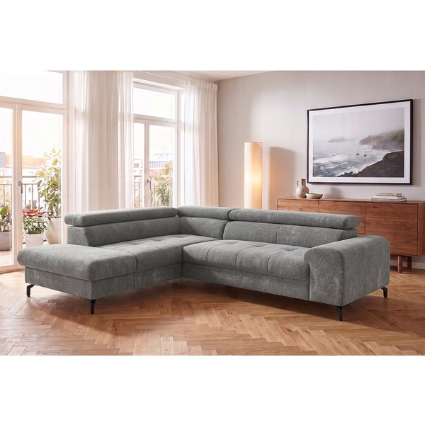 COTTA Ecksofa Aura L-Form, B: 260 cm, inkl. Schlaffunktion, auch in Cord, Kopfteile, extra Bettkasten, Fußhöhe 12cm, Liegefläche 176x123cm