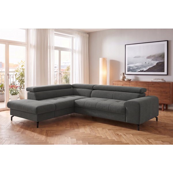COTTA Ecksofa Aura L-Form, B: 260 cm, inkl. Schlaffunktion, auch in Cord, Kopfteile, extra Bettkasten, Fußhöhe 12cm, Liegefläche 176x123cm