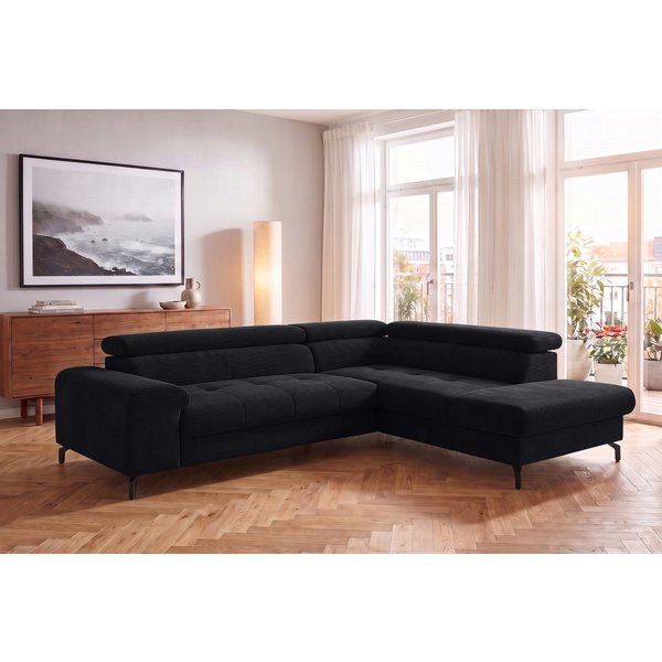 COTTA Ecksofa Aura L-Form, B: 260 cm, inkl. Schlaffunktion, auch in Cord, Kopfteile, extra Bettkasten, Fußhöhe 12cm, Liegefläche 176x123cm