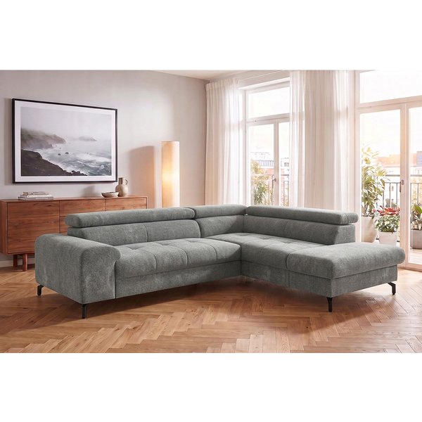COTTA Ecksofa Aura L-Form, B: 260 cm, inkl. Schlaffunktion, auch in Cord, Kopfteile, extra Bettkasten, Fußhöhe 12cm, Liegefläche 176x123cm