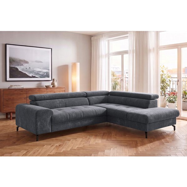 COTTA Ecksofa Aura L-Form, B: 260 cm, inkl. Schlaffunktion, auch in Cord, Kopfteile, extra Bettkasten, Fußhöhe 12cm, Liegefläche 176x123cm