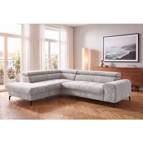 COTTA Ecksofa Aura L-Form, B: 260 cm, inkl. Schlaffunktion, auch in Cord, Kopfteile, extra Bettkasten, Fußhöhe 12cm, Liegefläche 176x123cm