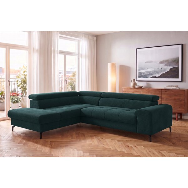COTTA Ecksofa Aura L-Form, B: 260 cm, inkl. Schlaffunktion, auch in Cord, Kopfteile, extra Bettkasten, Fußhöhe 12cm, Liegefläche 176x123cm