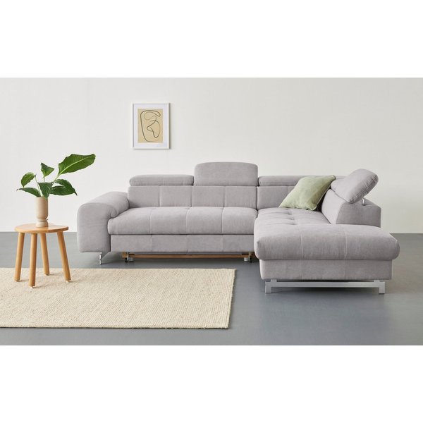 COTTA Ecksofa Chef bequem, tolle Verarbeitungsdetails, Breite 262cm, L-Form, mit Kopfteilverstellung, edle Metallkufen, optional Schlaffunktion