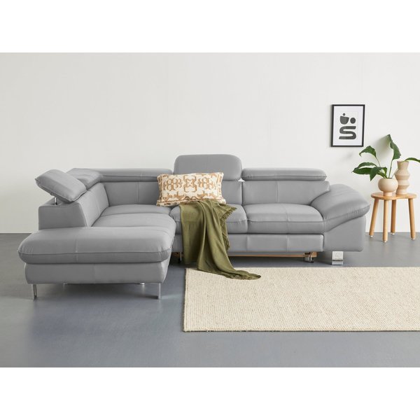 COTTA Ecksofa Driver L-Form, B: 265 cm, moderne Couch mit Wellenunterfederung, Leder, inkl. 3x Kopfteilverstellung, optional mit Schlaffunktion + Stauraum