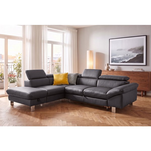COTTA Ecksofa Driver L-Form, B: 265cm, moderne Couch, Wellenunterfederung, inkl. 3 x, Kopfteilverstellung, optional Schlaffunktion & Bettkasten