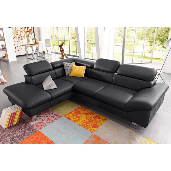 COTTA Ecksofa Driver L-Form, B: 265 cm, moderne Couch mit Wellenunterfederung, Leder, inkl. 3x Kopfteilverstellung, optional mit Schlaffunktion + Stauraum