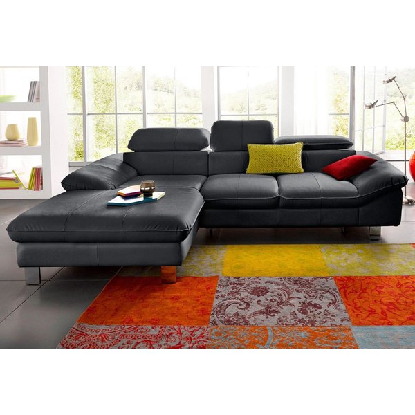 COTTA Ecksofa Driver L-Form, B: 268 cm, moderne Couch mit Wellenunterfederung, Leder, Kopfteilverstellung, opt. Schlaffunktion + XL Bettkasten, LF:191x129cm