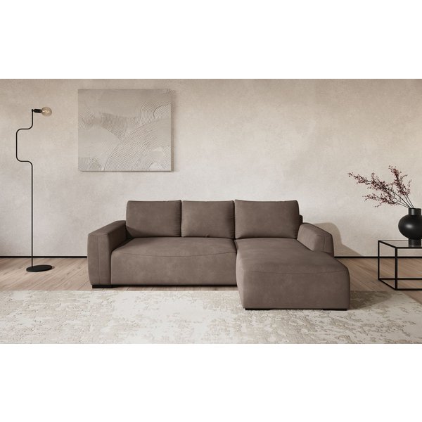 COTTA Ecksofa Giro L-Form,B: 252 cm, abgerundete Kanten, bequeme Wellenunterfederung, +PUR Schaum, opt. Schlaffunktion + Bettkasten,LF 202x128cm Trendstoffe