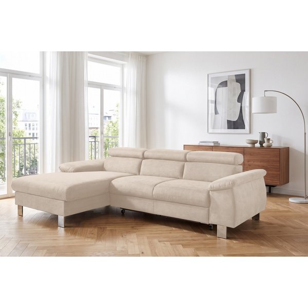 COTTA Ecksofa Komaris L-Form, B: 244 cm, mit Kopfteilverstellung, optional Schlaffunktion, Bettkasten & Licht