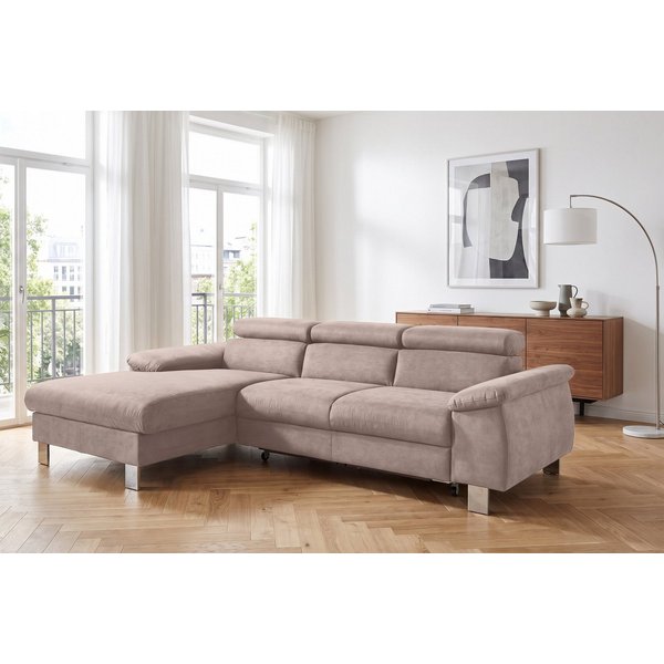 COTTA Ecksofa Komaris L-Form, B: 244 cm, mit Kopfteilverstellung, optional Schlaffunktion, Bettkasten & Licht