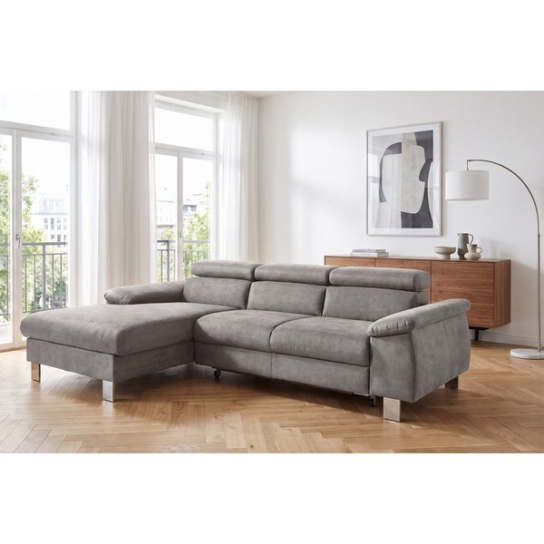 COTTA Ecksofa Komaris L-Form, B: 244 cm, mit Kopfteilverstellung, optional Schlaffunktion, Bettkasten & Licht