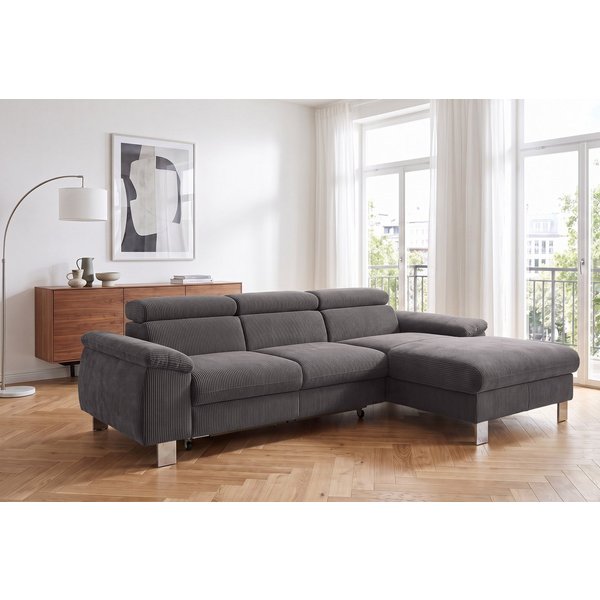 COTTA Ecksofa Komaris L-Form, B: 244 cm, mit Kopfteilverstellung, optional Schlaffunktion, Bettkasten & Licht