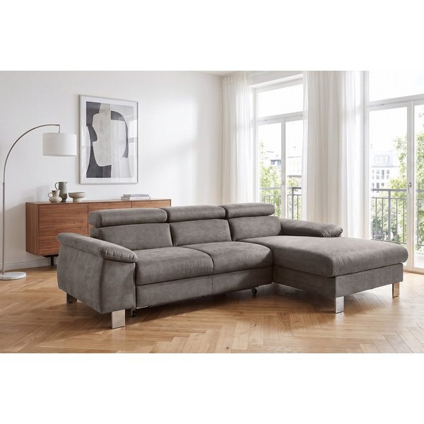 COTTA Ecksofa Komaris L-Form, B: 244 cm, mit Kopfteilverstellung, optional Schlaffunktion, Bettkasten & Licht