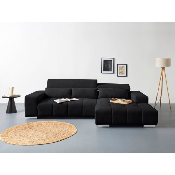 COTTA Ecksofa Orion L-Form, B: 307 cm, moderne Steppung, bequeme Wellenunterfederung, 2x Kopfteilverstellung & 3 Nierenkissen