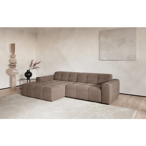 COTTA Ecksofa Sento L-Form, B: 280 cm, Chenille-Struktur, XXL Recamiere B: 133 cm, optional elektrische Sitztiefenverstellung, kubisch, bequemer Sitz