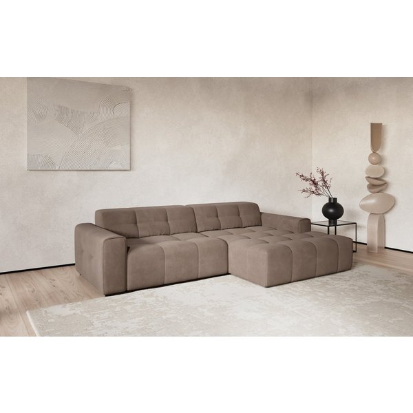 COTTA Ecksofa Sento L-Form, B: 280 cm, Chenille-Struktur, XXL Recamiere B: 133 cm, optional elektrische Sitztiefenverstellung, kubisch, bequemer Sitz