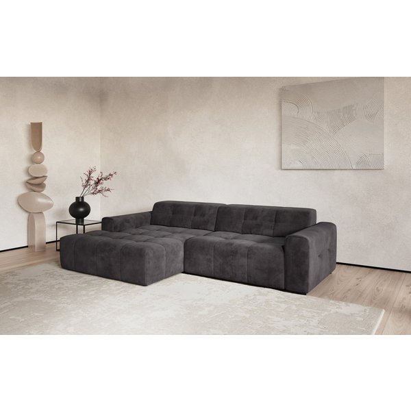 COTTA Ecksofa Sento L-Form, B: 280 cm, Chenille-Struktur, XXL Recamiere B: 133 cm, optional elektrische Sitztiefenverstellung, kubisch, bequemer Sitz