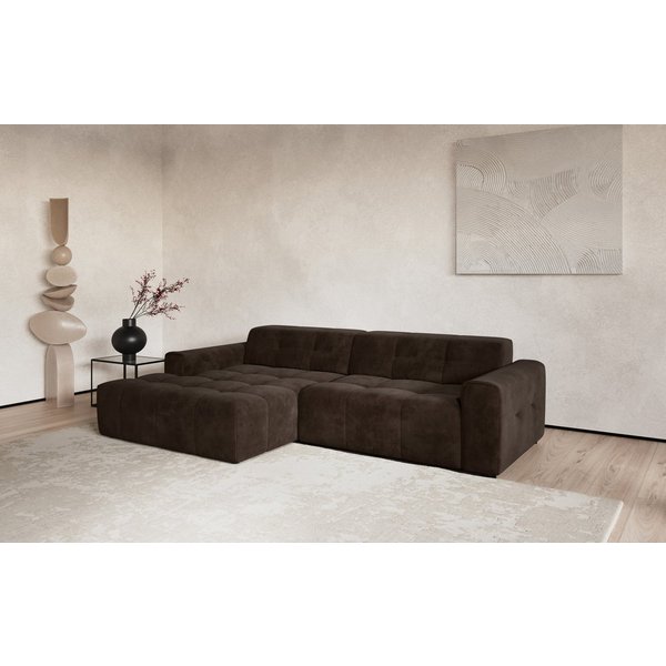 COTTA Ecksofa Sento L-Form, B: 280 cm, Chenille-Struktur, XXL Recamiere B: 133 cm, optional elektrische Sitztiefenverstellung, kubisch, bequemer Sitz
