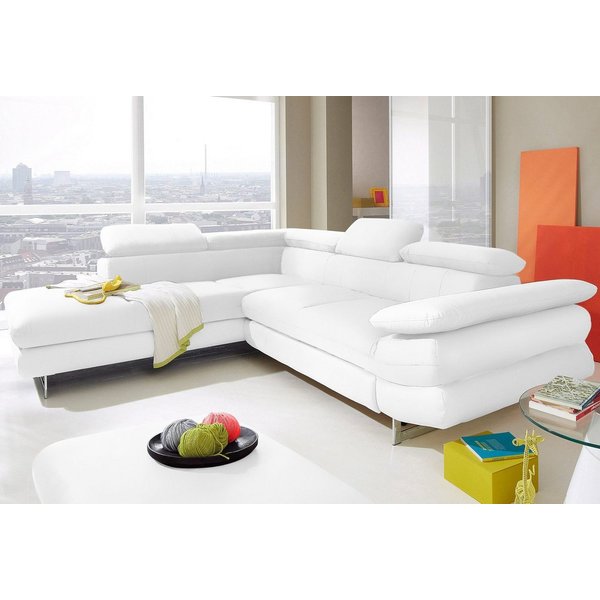 COTTA Ecksofa Solution L-Form, Design Sofa, bequeme Wellenunterfederung, Design Fuß, mit Arm- & Kopfteilverstellung, wahlweise mit Schlaffunktion