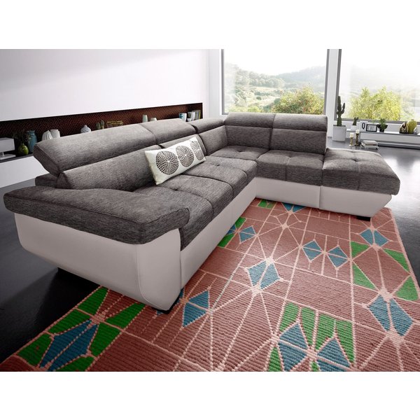 COTTA Ecksofa Speedway L-Form, B: 262cm, moderne Couch, bequeme Wellenunterfederung, Kopfteilverstellung, optional Schlaffunktion & Bettkasten