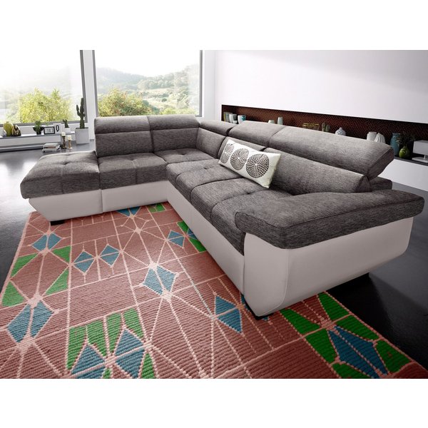 COTTA Ecksofa Speedway L-Form, B: 262cm, moderne Couch, bequeme Wellenunterfederung, Kopfteilverstellung, optional Schlaffunktion & Bettkasten