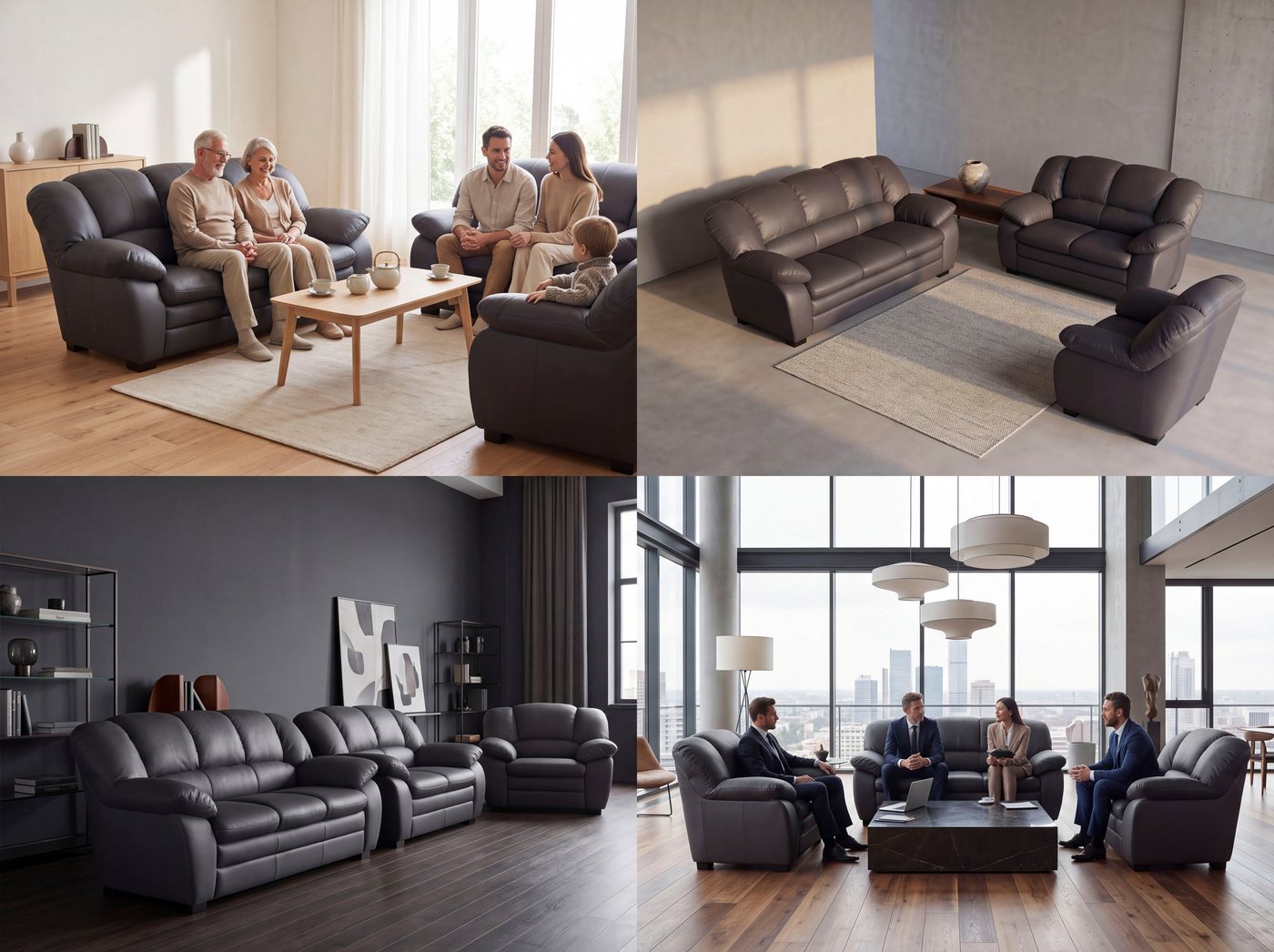 COTTA Polstergarnitur Casino, 3tlg. Set, Sofa Wohnzimmer Garnitur, Wellenunterfederung, (Set, 3-tlg), Sessel, 2-Sitzer, 2,5-Sitzer, hohe Rückenlehne – Bild 5 von 5