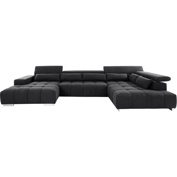 COTTA Wohnlandschaft Orion U-Form XXL, B: 409 cm, bequeme Wellenunterfederung, top modern, mit Kopfteilverstellung & 6 Nierenkissen