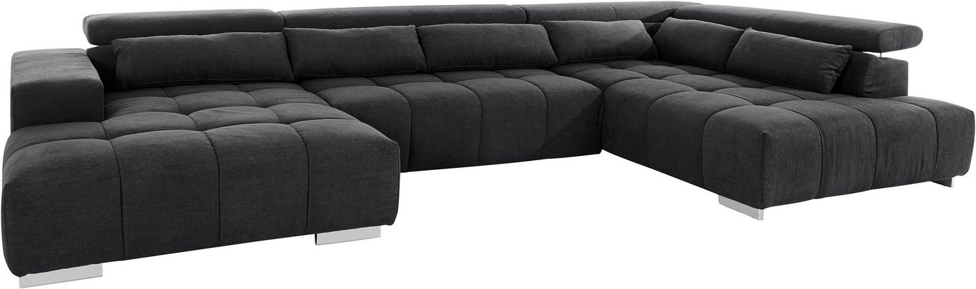 COTTA Wohnlandschaft Orion U-Form XXL, B: 409 cm, bequeme Wellenunterfederung, top modern, mit Kopfteilverstellung & 6 Nierenkissen – Bild 3 von 5
