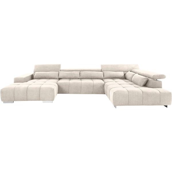 COTTA Wohnlandschaft Orion U-Form XXL, B: 409 cm, bequeme Wellenunterfederung, top modern, mit Kopfteilverstellung & 6 Nierenkissen