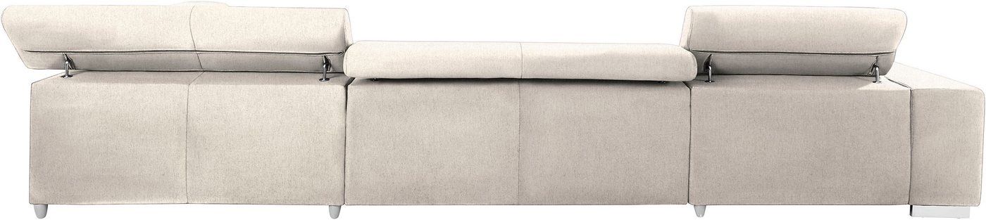 COTTA Wohnlandschaft Orion U-Form XXL, B: 409 cm, bequeme Wellenunterfederung, top modern, mit Kopfteilverstellung & 6 Nierenkissen – Bild 4 von 5