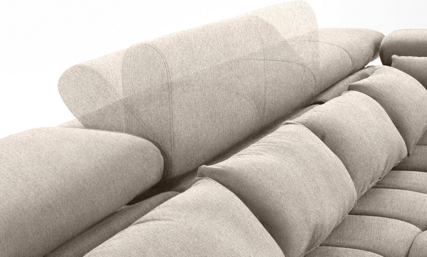 COTTA Wohnlandschaft Orion U-Form XXL, B: 409 cm, bequeme Wellenunterfederung, top modern, mit Kopfteilverstellung & 6 Nierenkissen – Bild 5 von 5
