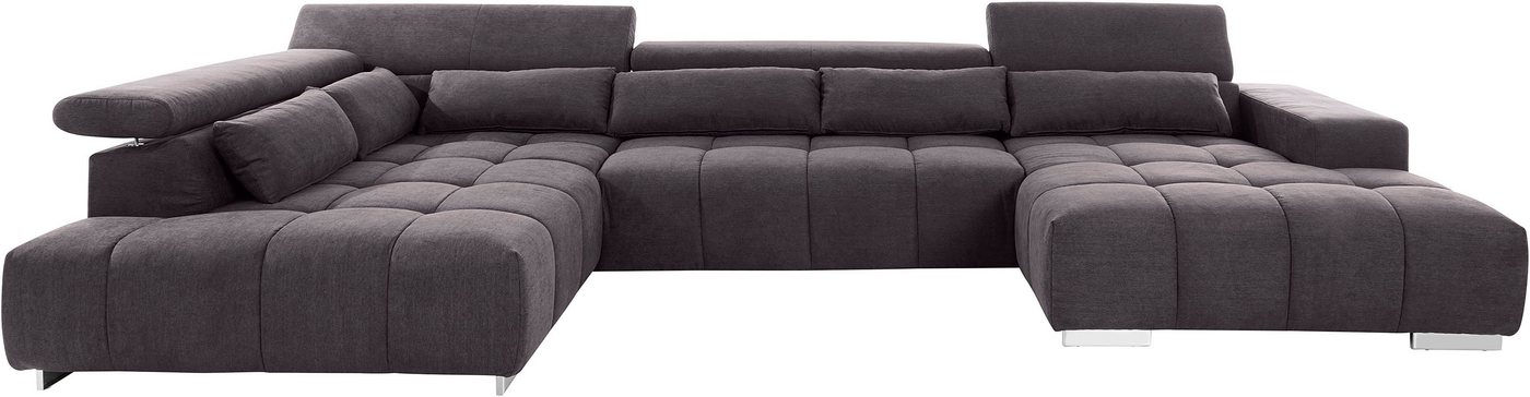 COTTA Wohnlandschaft Orion U-Form XXL, B: 409 cm, bequeme Wellenunterfederung, top modern, mit Kopfteilverstellung & 6 Nierenkissen – Bild 2 von 5