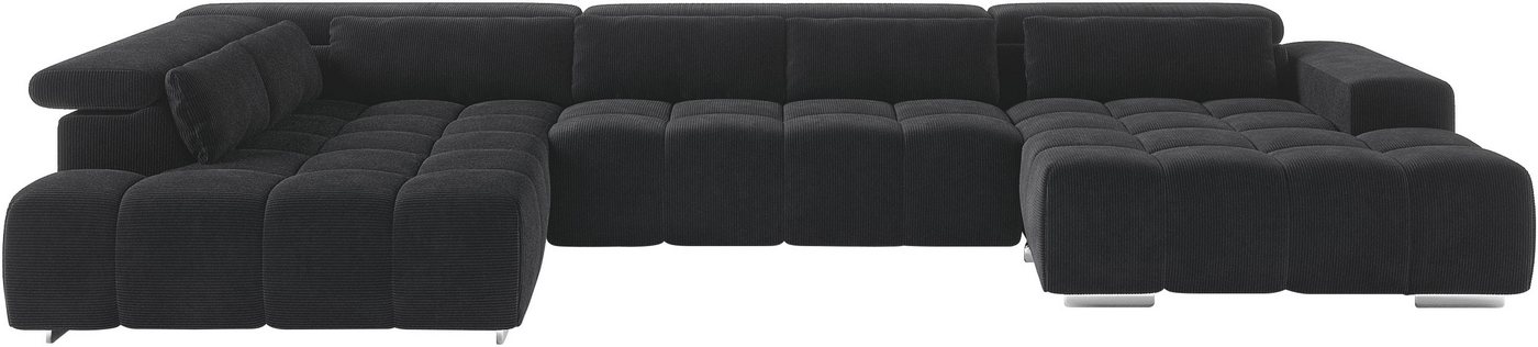 COTTA Wohnlandschaft Orion U-Form XXL, B: 409 cm, bequeme Wellenunterfederung, top modern, mit Kopfteilverstellung & 6 Nierenkissen – Bild 2 von 5