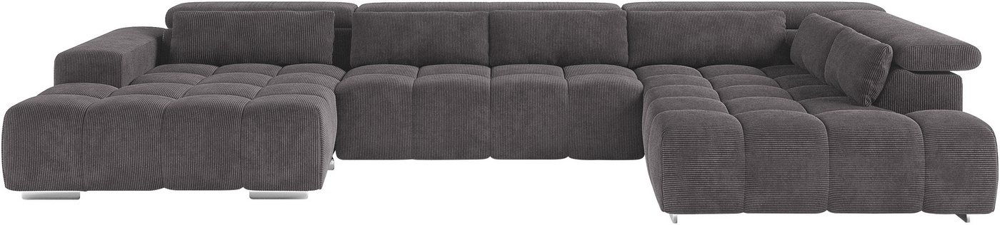COTTA Wohnlandschaft Orion U-Form XXL, B: 409 cm, bequeme Wellenunterfederung, top modern, mit Kopfteilverstellung & 6 Nierenkissen – Bild 2 von 5