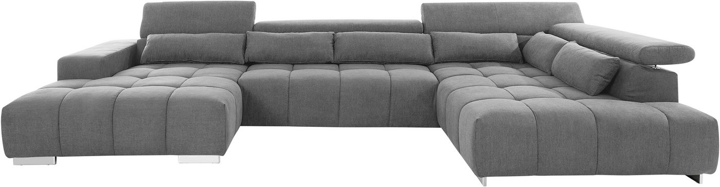 COTTA Wohnlandschaft Orion U-Form XXL, B: 409 cm, bequeme Wellenunterfederung, top modern, mit Kopfteilverstellung & 6 Nierenkissen – Bild 2 von 5