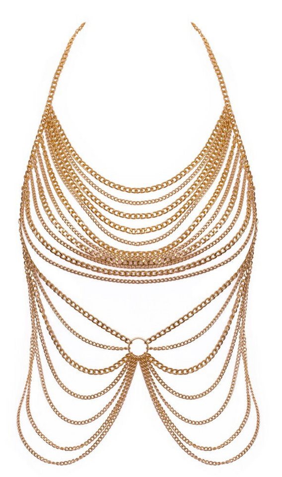 Cottelli ACCESSOIRES Statementkette Körperkette mit Kettenbesatz über Brüste und Bauch - gold (1-tlg), Üppiger Kettenbesatz über Brüsten & Hüften – Bild 3 von 4