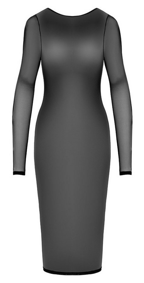 Cottelli Collection Minikleid Transparentes Kleid mit Reißverschluss - schwarz (1-tlg) transparent – Bild 4 von 5