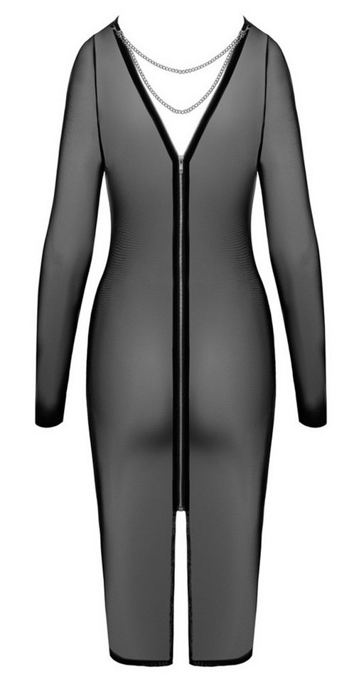 Cottelli Collection Minikleid Transparentes Kleid mit Reißverschluss - schwarz (1-tlg) transparent – Bild 5 von 5